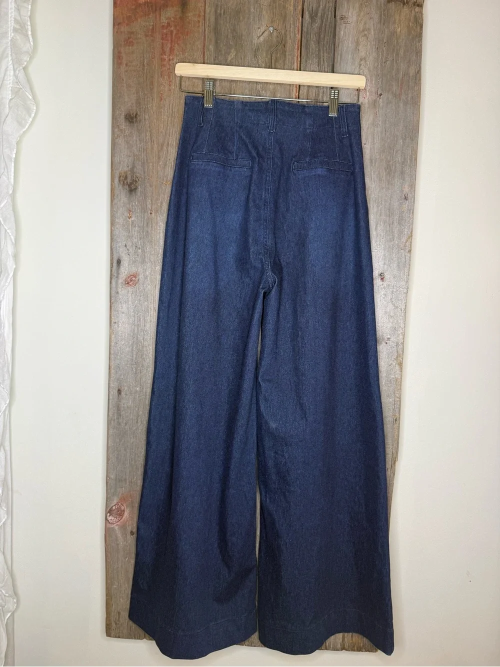 NWT HALARA Flex™ High Waisted Pockets Washed Casual Wide Leg Jeans Deep Indigo S